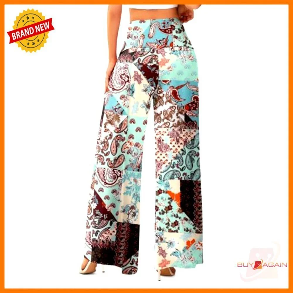 Stretchy High Waist Palazzo Pants Wide Leg Lounge Casual Comfy S-3XL